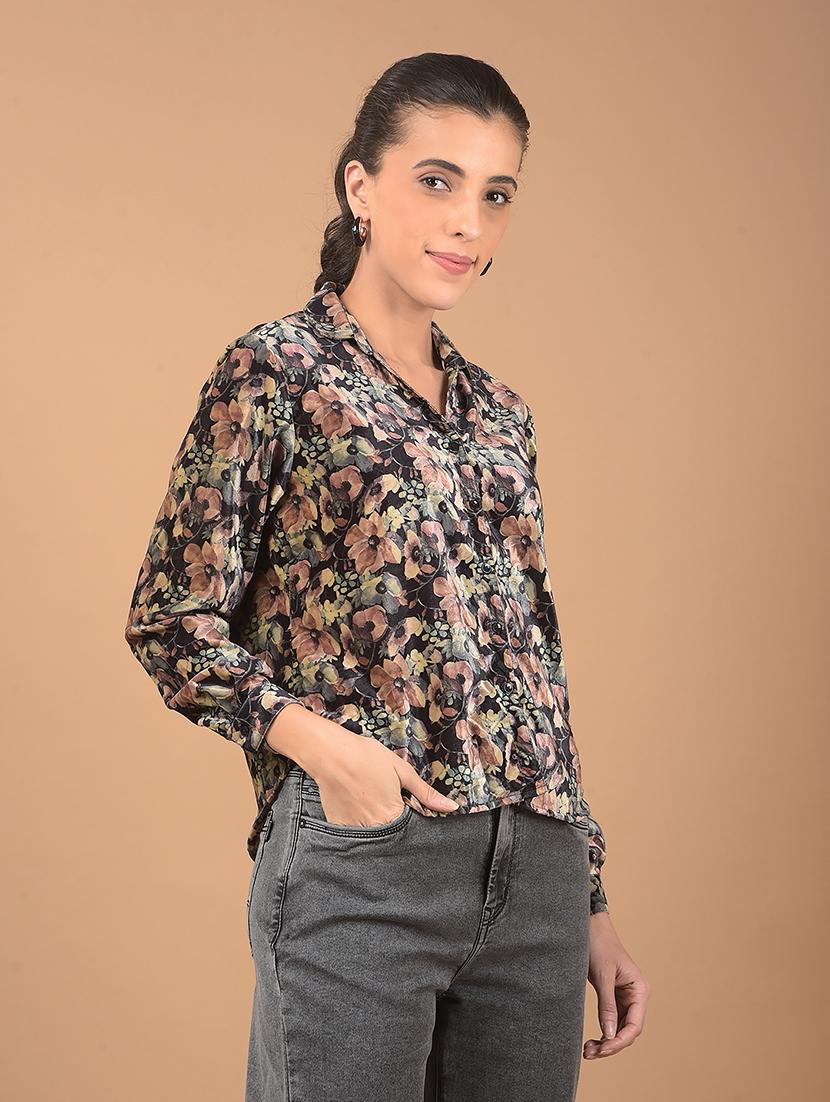 women floral print collared regular shirt - 21662436 - Standard Image - 1