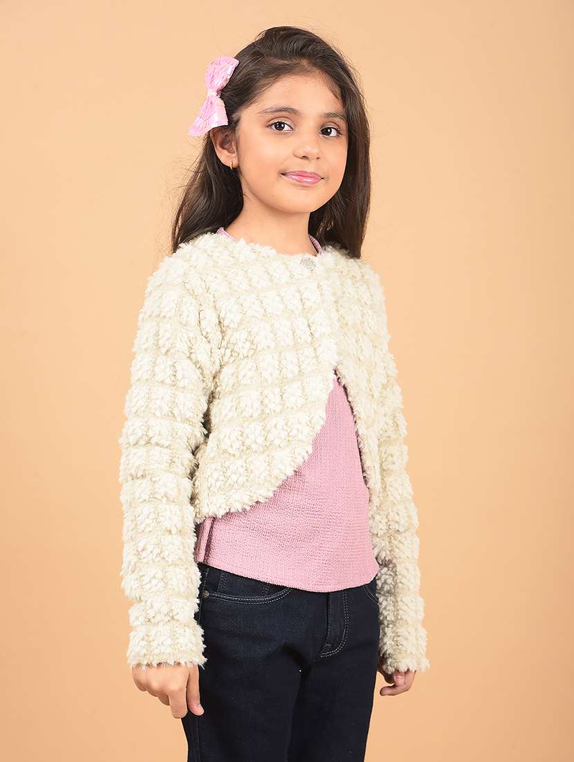 girls self designed long sleeves cardigan - 21662439 -  Standard Image - 1