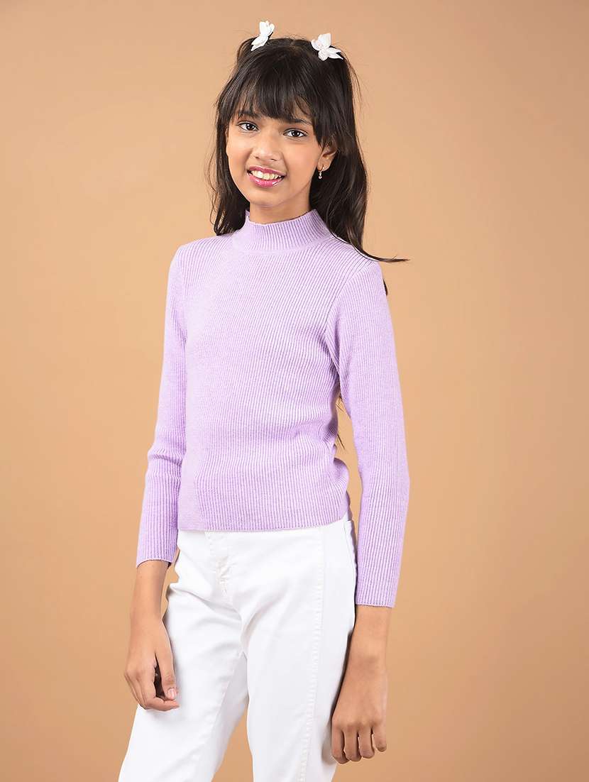 girls solid long sleeves sweater - 21662450 -  Standard Image - 1