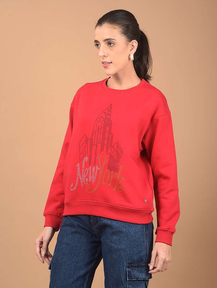 women front print long sleeve sweatshirt