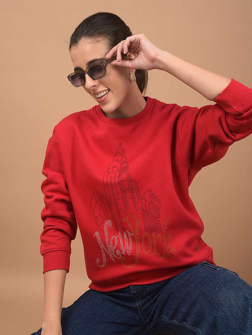 women front print long sleeve sweatshirt - 21662464 -  Standard Image - 1