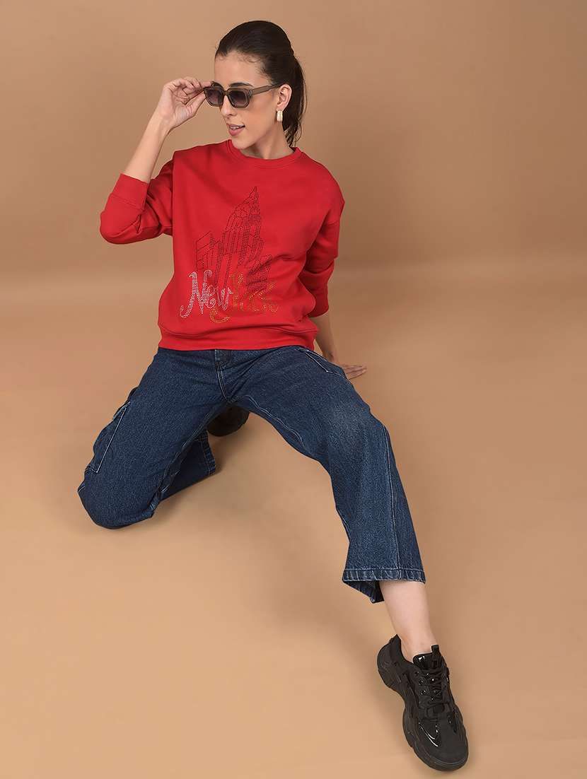 women front print long sleeve sweatshirt - 21662464 - Standard Image - 4