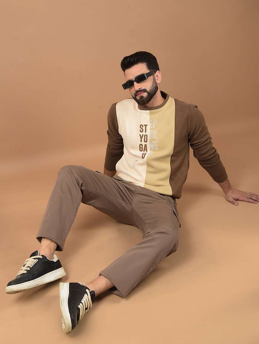 men front print round neck long sleeve sweatshirt - 21662466 -  Standard Image - 4