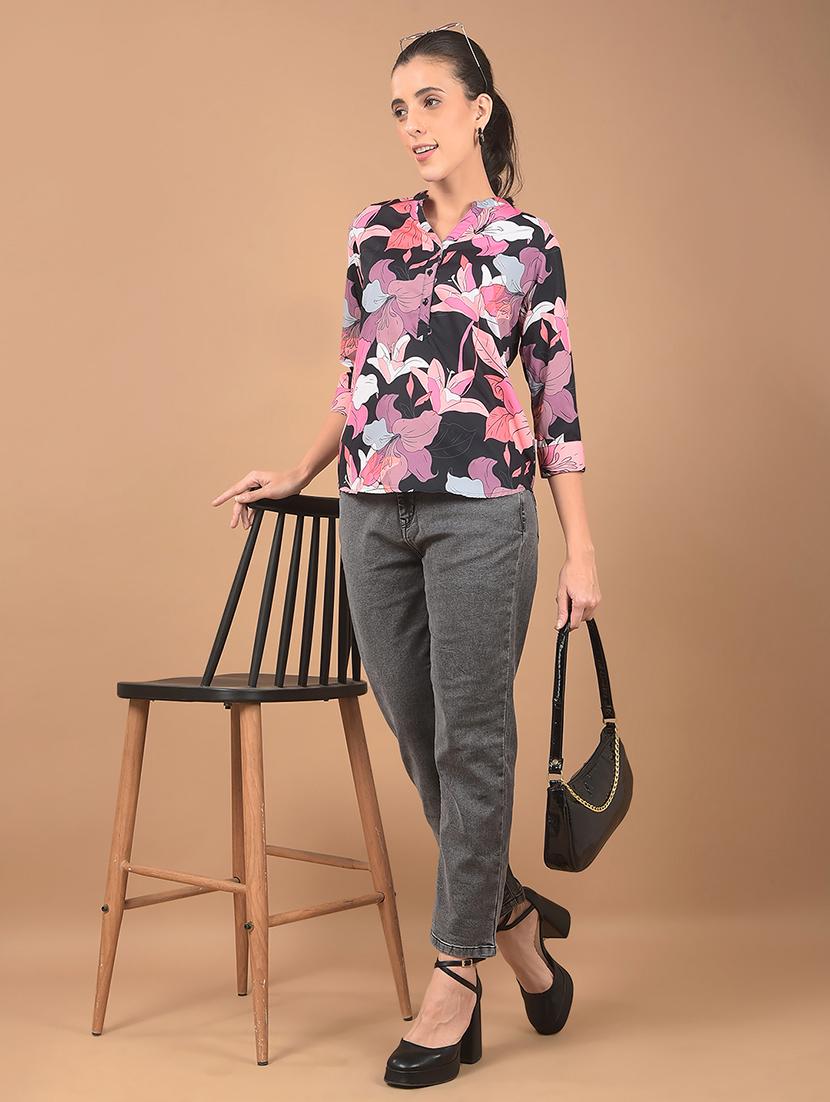women floral printed mandarin neck top - 21662472 - Standard Image - 4