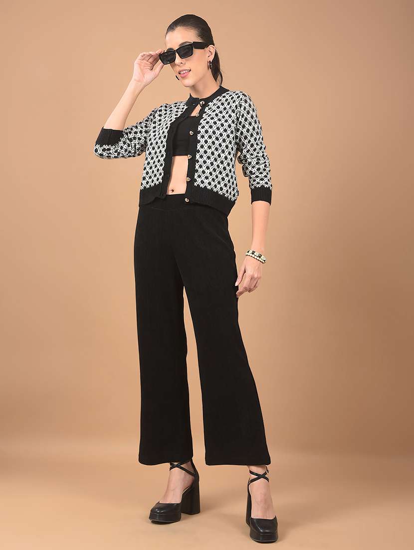 women black self design bootcut trousers - 21662478 -  Standard Image - 4