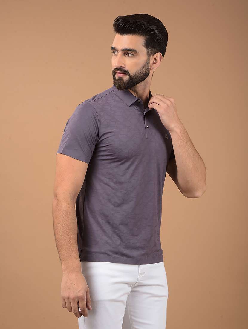 men purple printed polo neck t-shirt - 21662481 -  Standard Image - 1