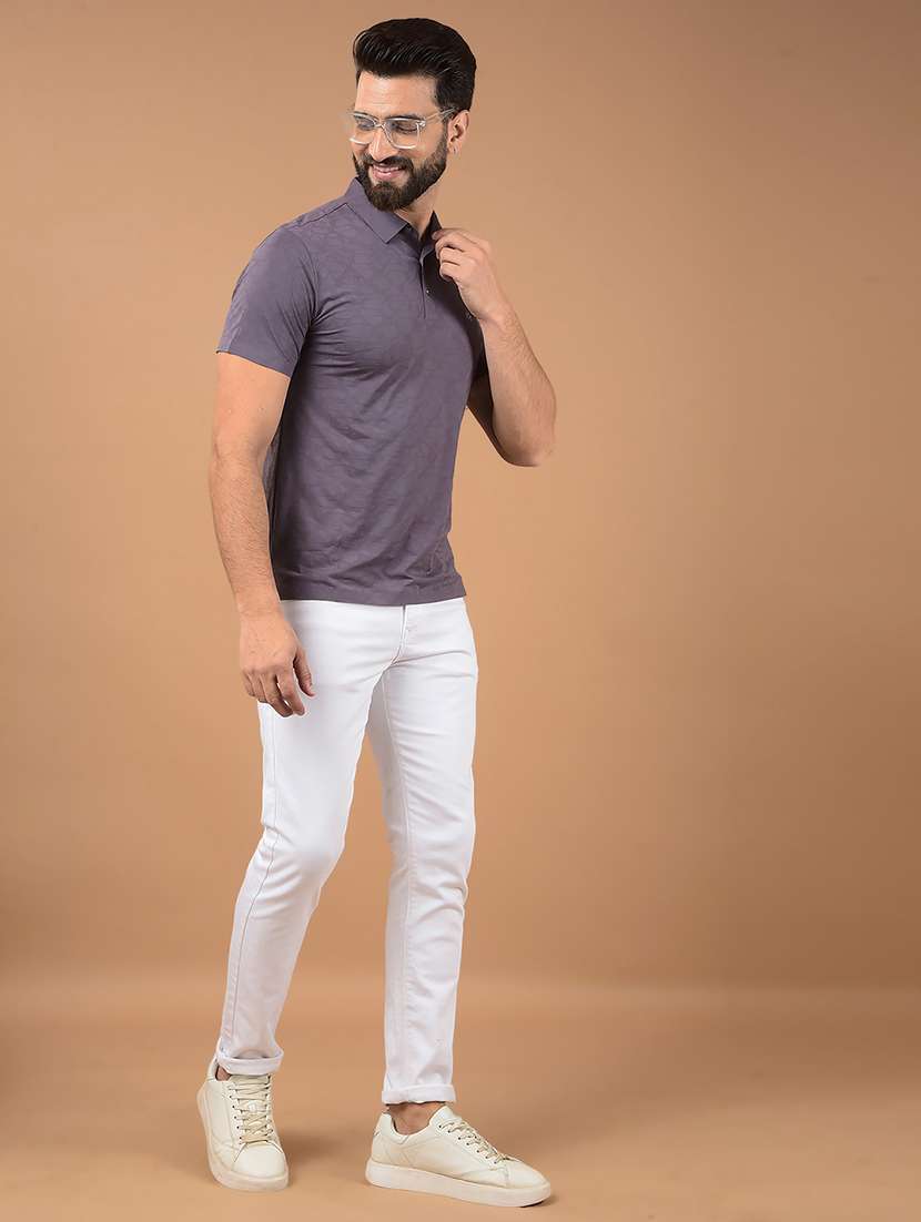 men purple printed polo neck t-shirt - 21662481 -  Standard Image - 4