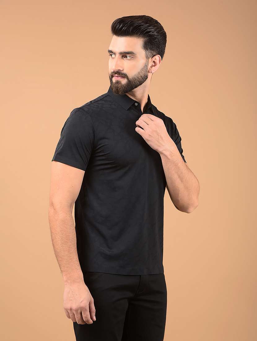 men black printed polo neck t-shirt - 21662482 -  Standard Image - 1