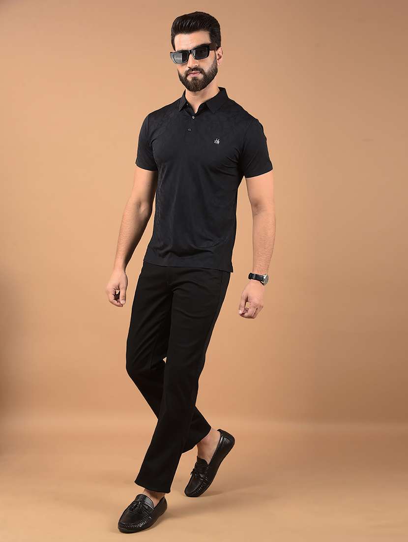 men black printed polo neck t-shirt - 21662482 -  Standard Image - 4