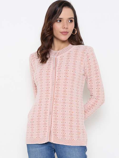 women long sleeves self design cardigan - 21662527 - Standard Image - 0