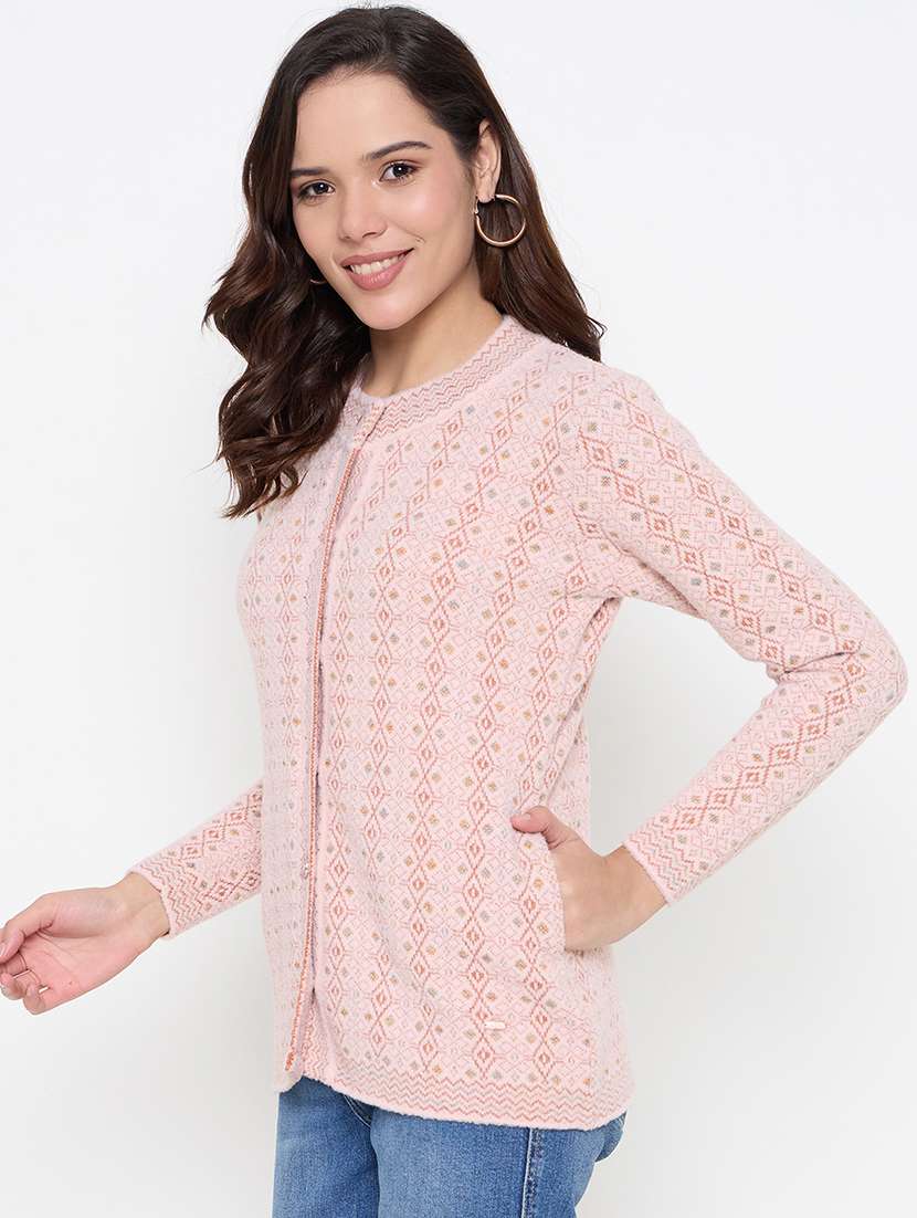 women long sleeves self design cardigan - 21662527 - Standard Image - 1