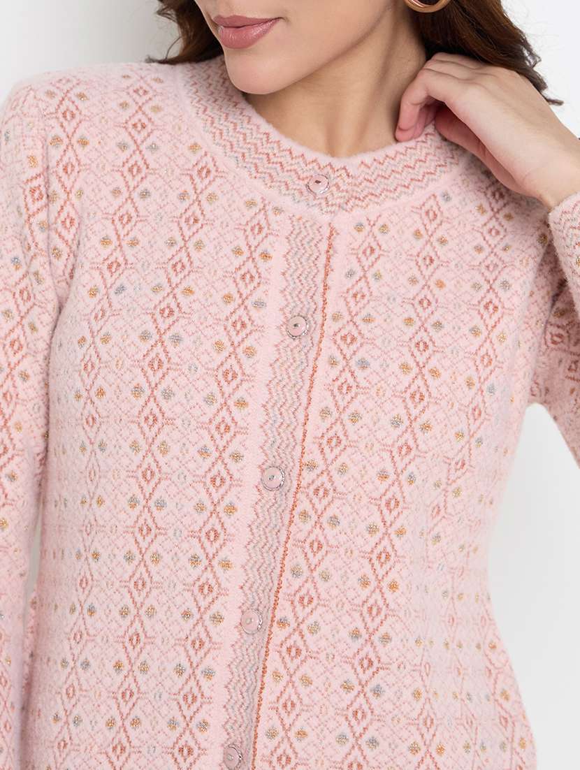 women long sleeves self design cardigan - 21662527 - Standard Image - 4