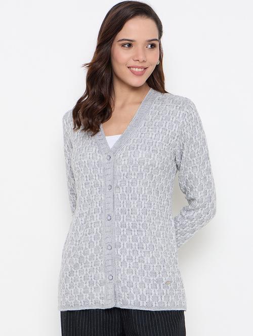 women long sleeves self design cardigan - 21662531 - Standard Image - 0