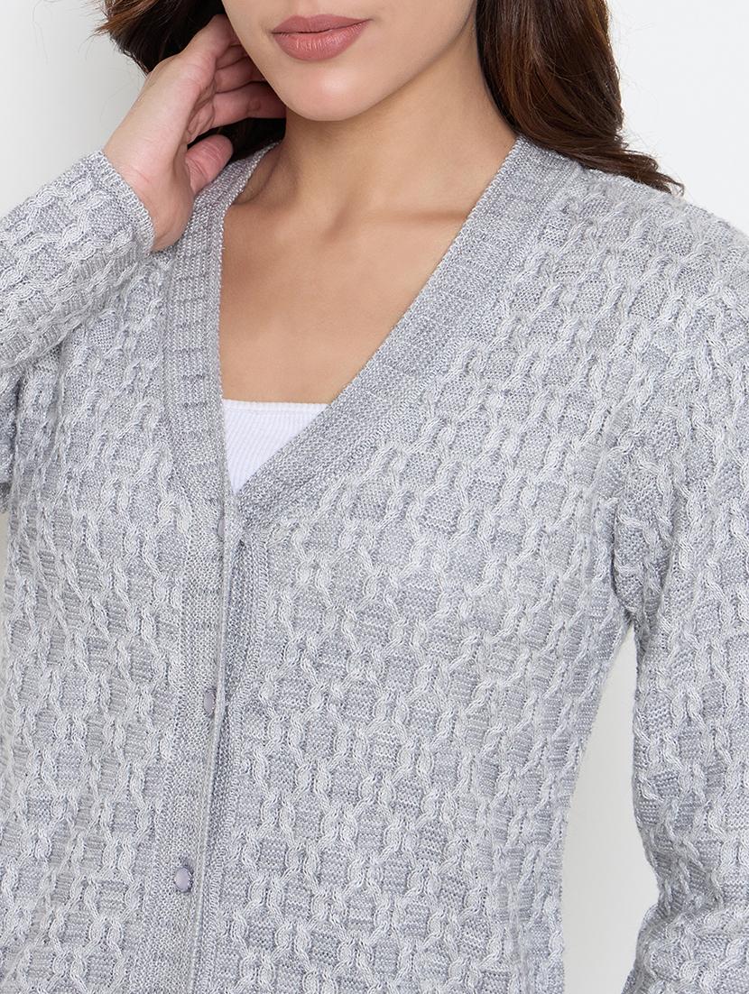 women long sleeves self design cardigan - 21662531 - Standard Image - 4