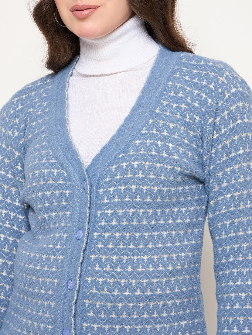 women long sleeves self design cardigan - 21662533 - Standard Image - 4