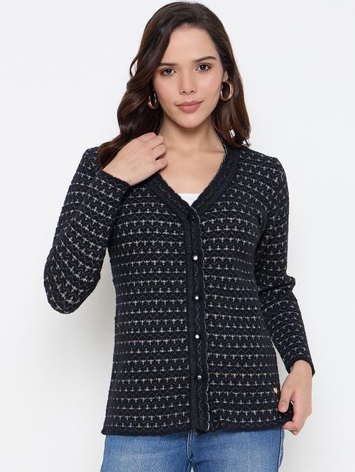 women long sleeves self design cardigan - 21662535 - Standard Image - 0