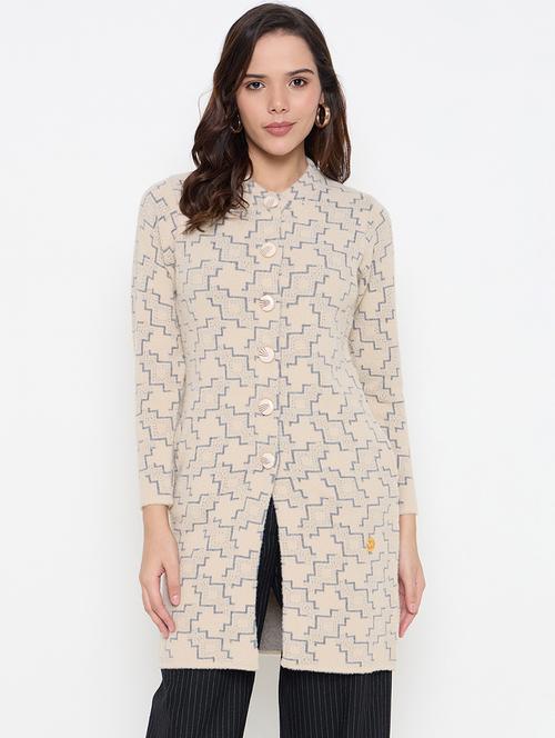 women long sleeves self design cardigan - 21662538 -  Standard Image - 0