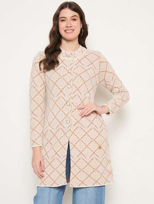 women long sleeves self design cardigan - 21662542 -  Standard Image - 0