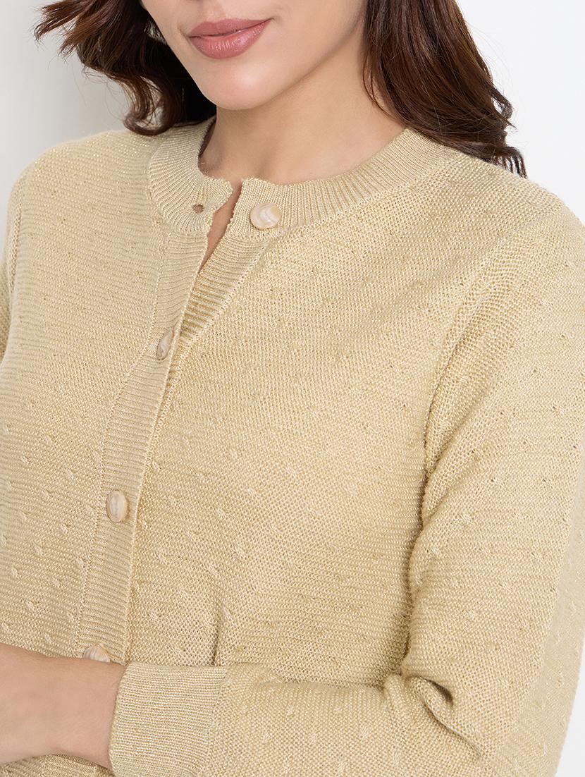 women long sleeves self design cardigan - 21662543 - Standard Image - 4