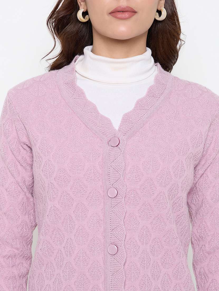 women long sleeves self design cardigan - 21662547 -  Standard Image - 4