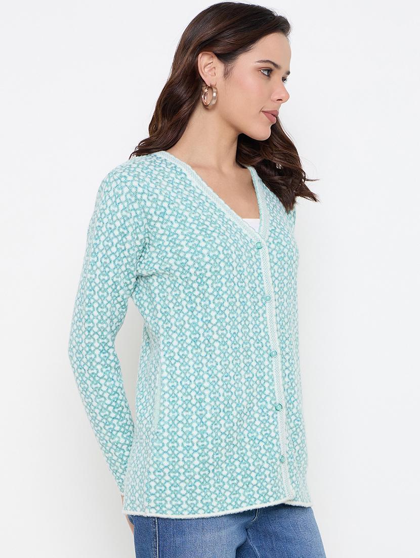 women long sleeves self design cardigan - 21662559 - Standard Image - 1
