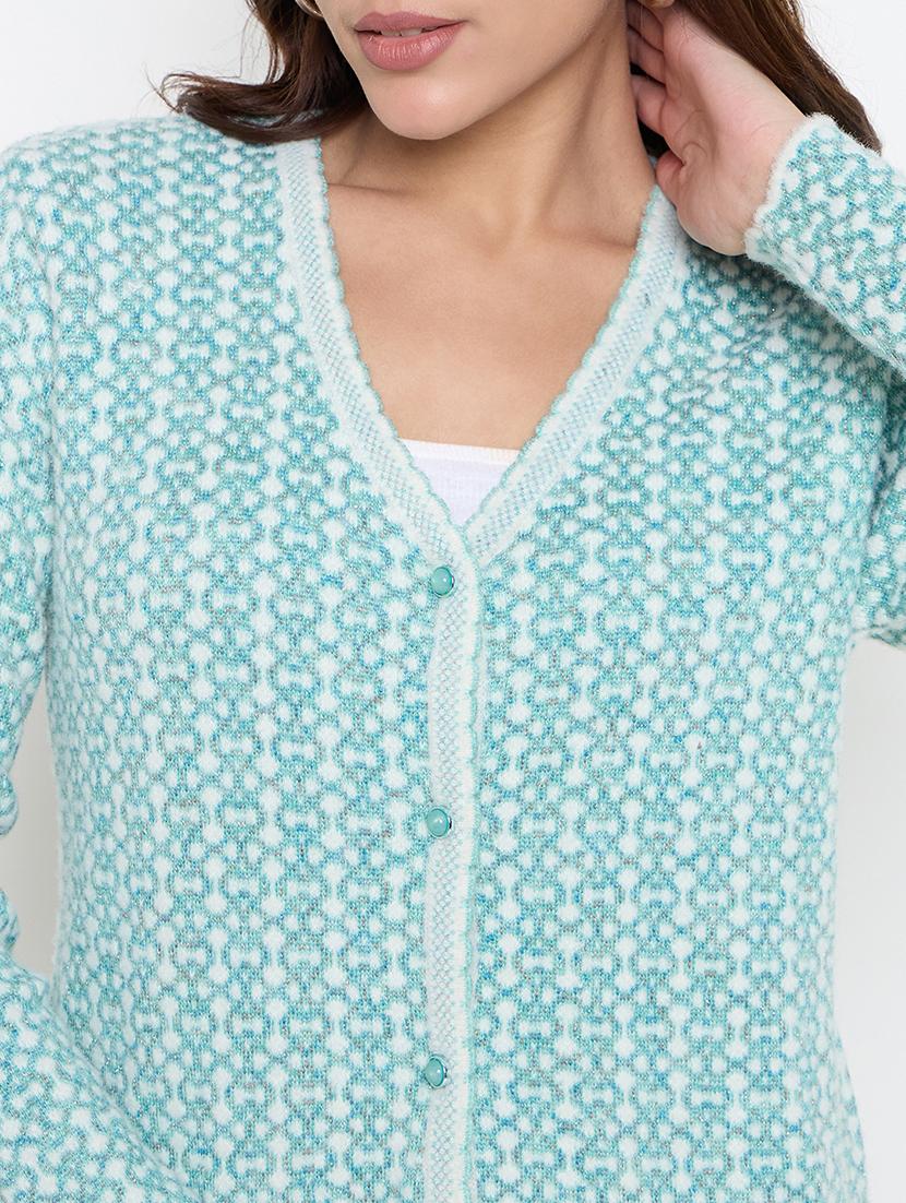 women long sleeves self design cardigan - 21662559 - Standard Image - 4
