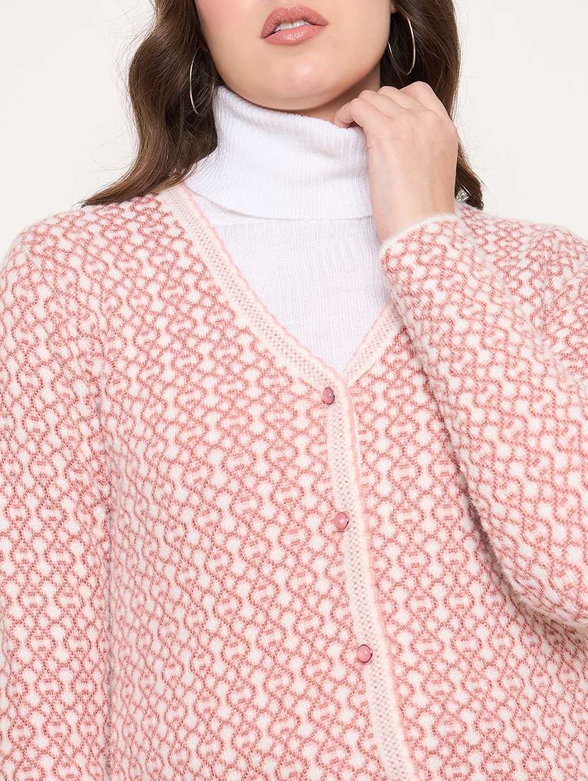 women long sleeves self design cardigan - 21662561 - Standard Image - 4