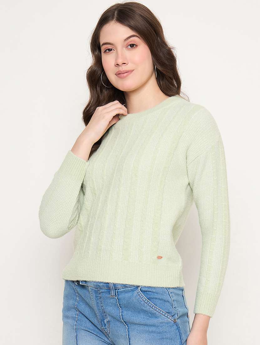 women long sleeves self design pullover - 21662564 - Standard Image - 1
