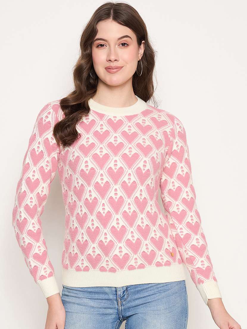 women long sleeves self design pullover