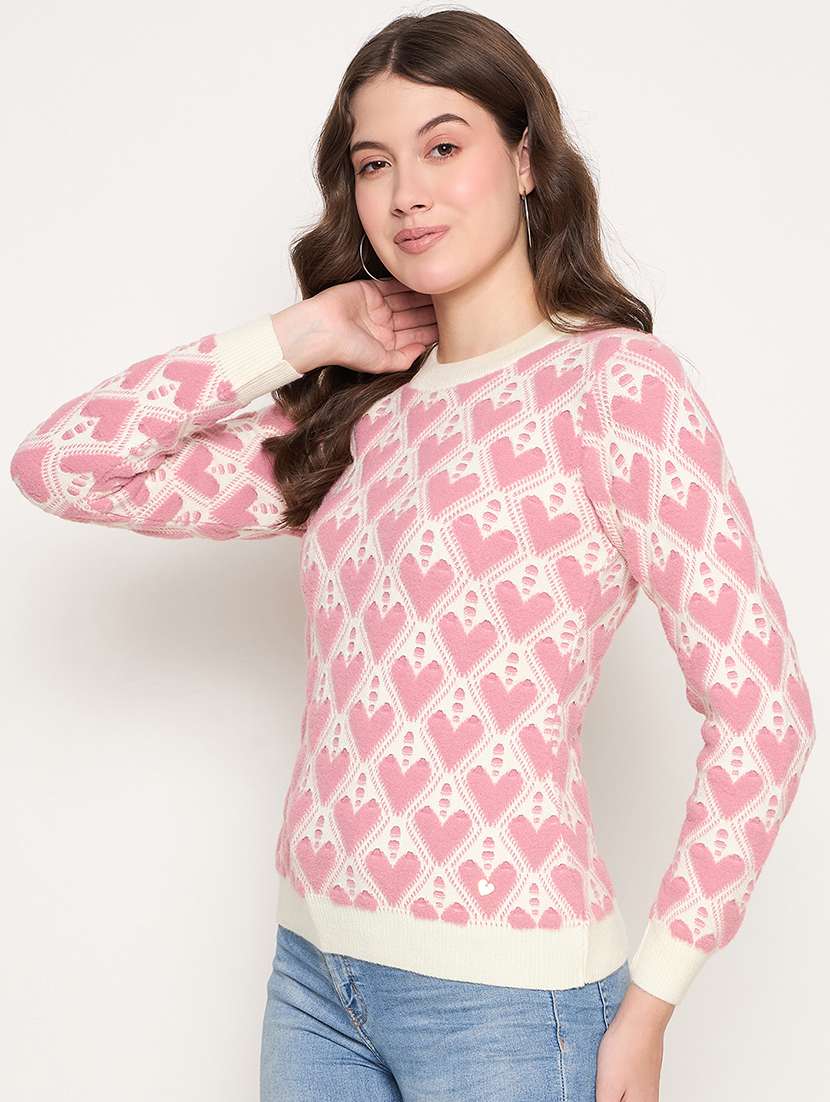 women long sleeves self design pullover - 21662567 - Standard Image - 1