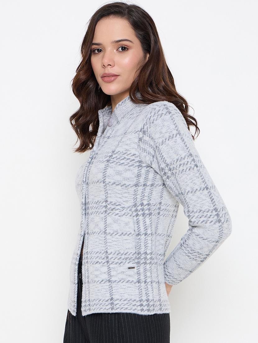 women long sleeves self design cardigan - 21662579 - Standard Image - 1