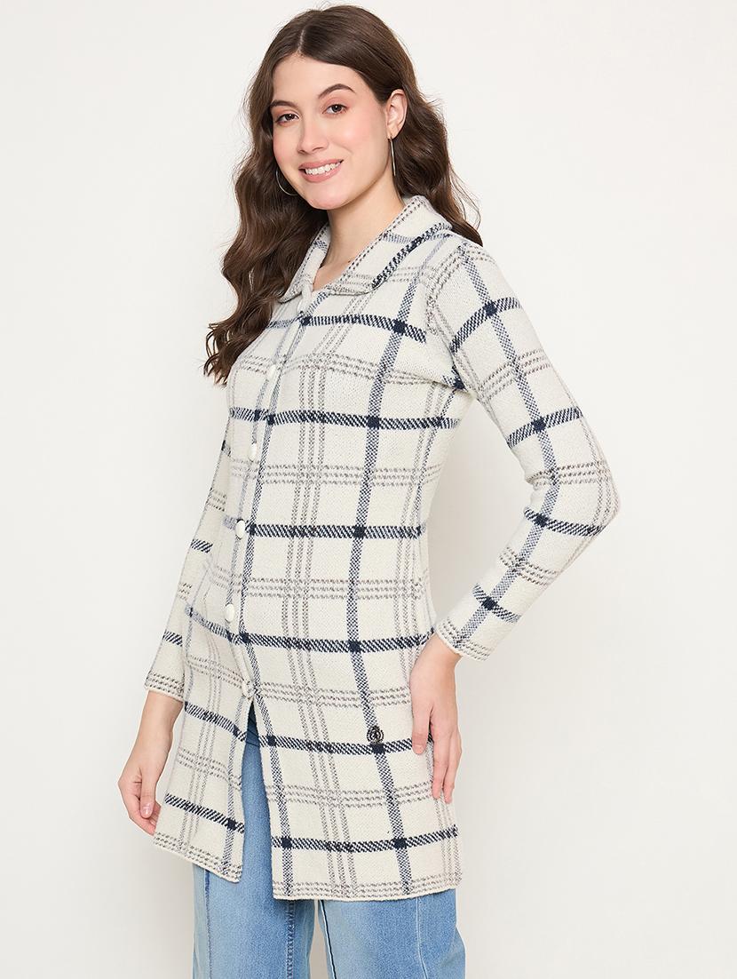 women long sleeves self design cardigan - 21662583 - Standard Image - 1