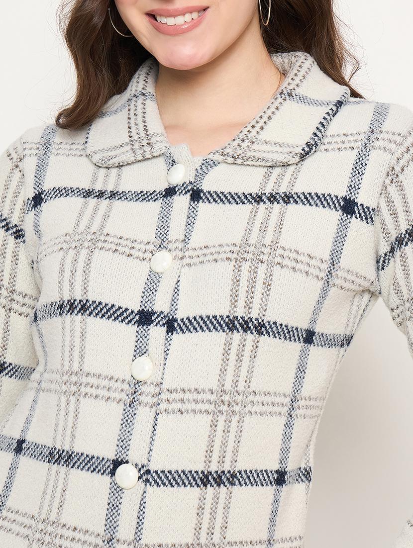 women long sleeves self design cardigan - 21662583 - Standard Image - 4