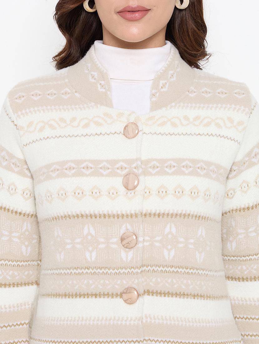 women long sleeves self design cardigan - 21662585 - Standard Image - 4