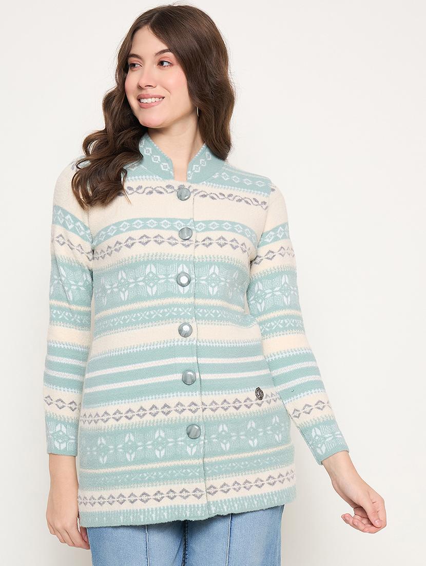 women long sleeves self design cardigan - 21662587 -  Zoom Image - 0