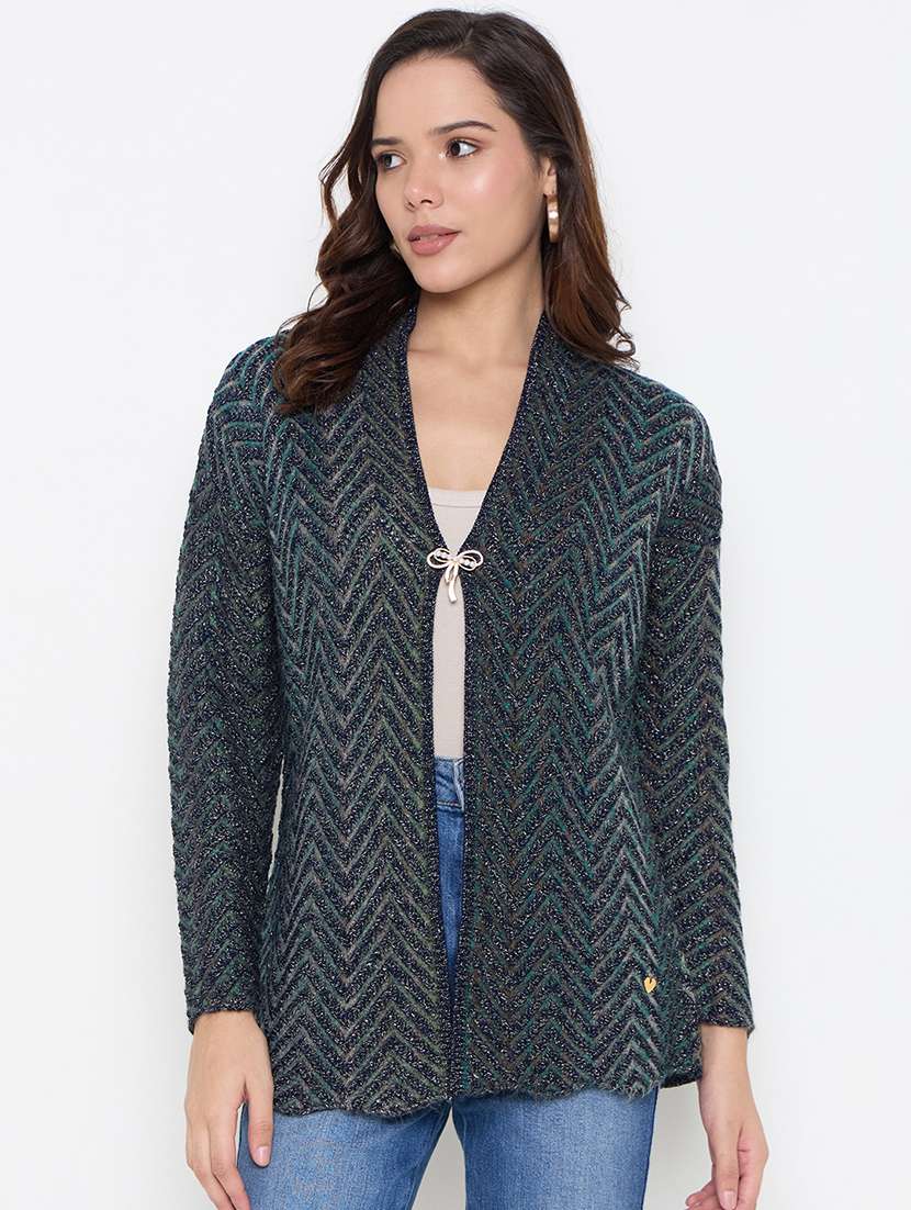 women long sleeves chevron shrug