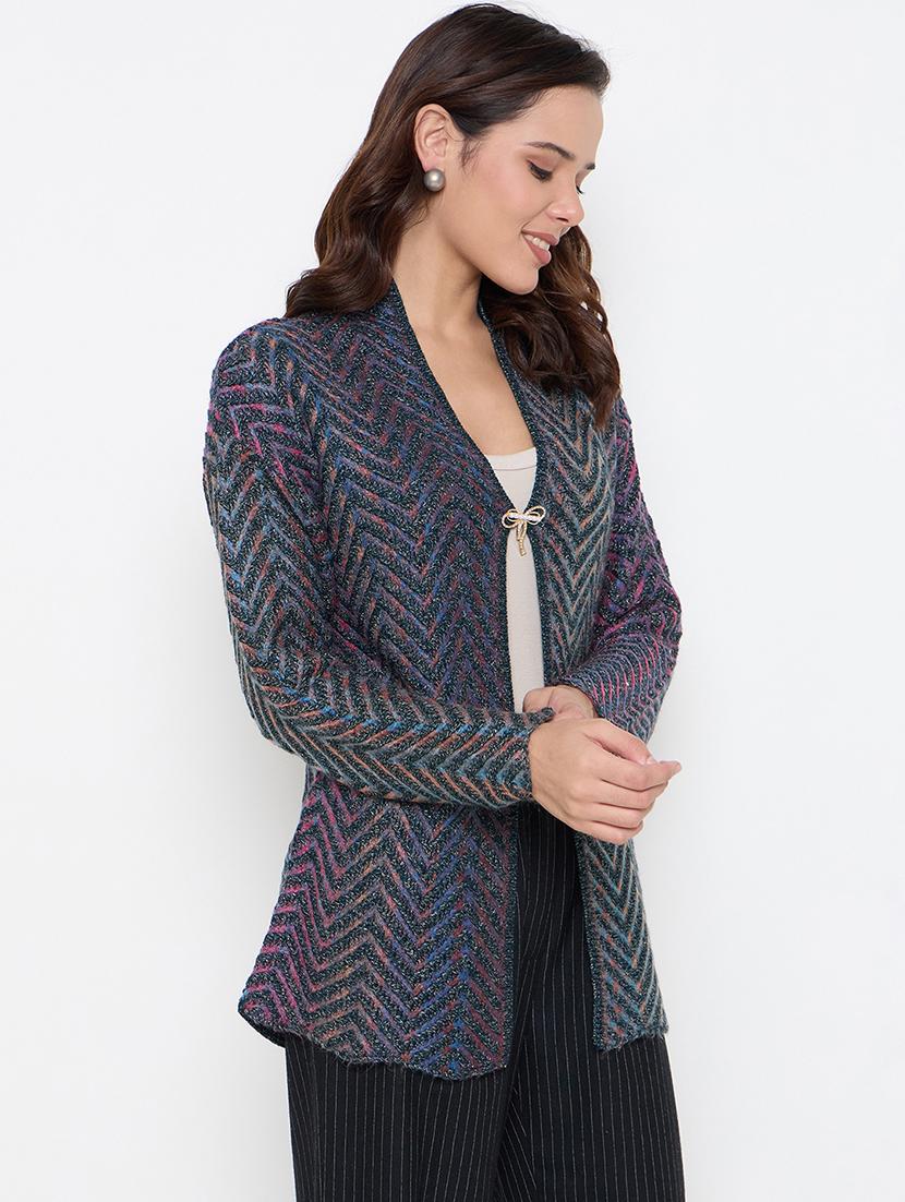women long sleeves chevron shrug - 21662589 - Standard Image - 1