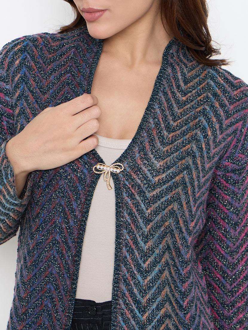 women long sleeves chevron shrug - 21662589 - Standard Image - 4