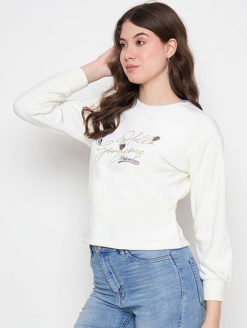 women long sleeves chest print sweatshirt - 21662591 -  Standard Image - 1
