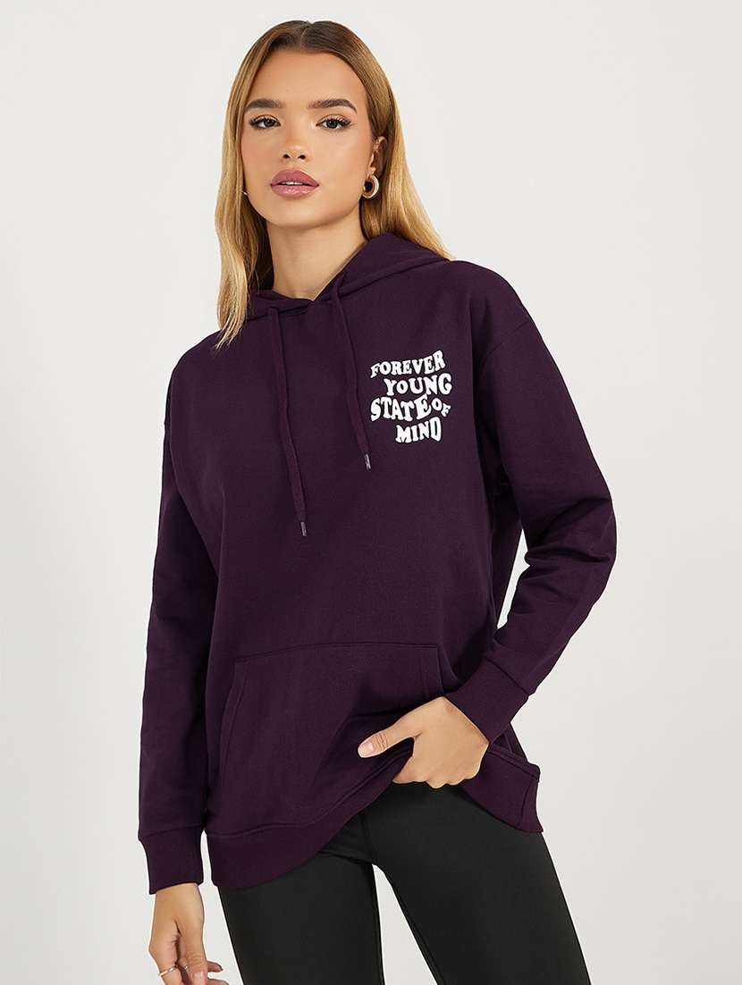 women printed hooded oversized sweatshirt - 21662644 -  Standard Image - 1