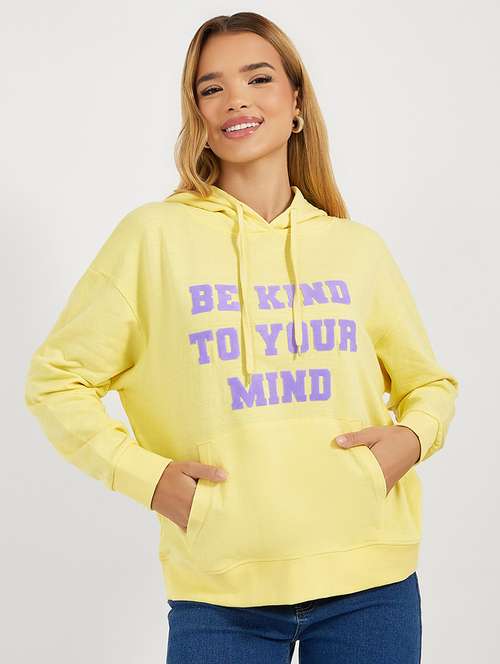 women printed hooded oversized sweatshirt - 21662645 - Standard Image - 0