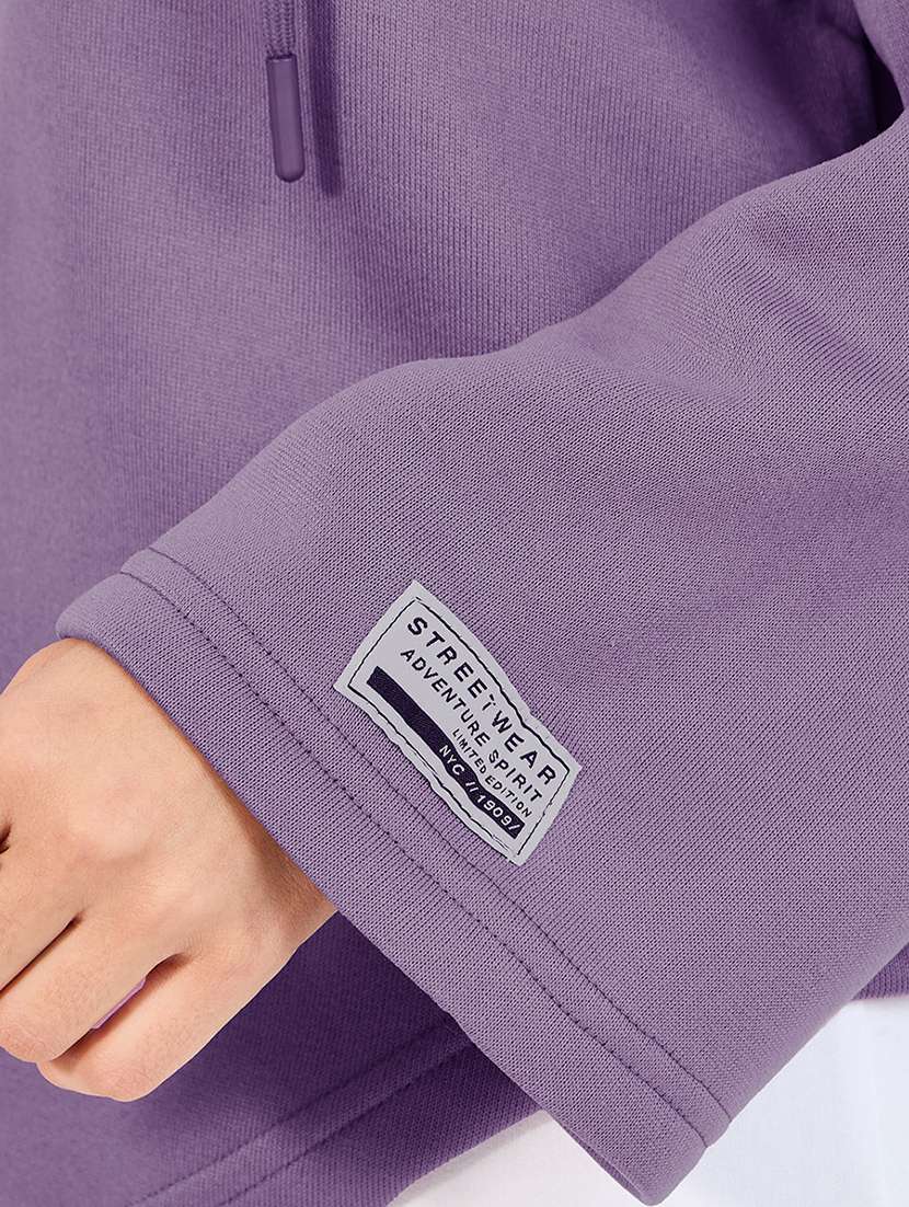 purple polyester front print sweatshirt - 21662647 - Standard Image - 4