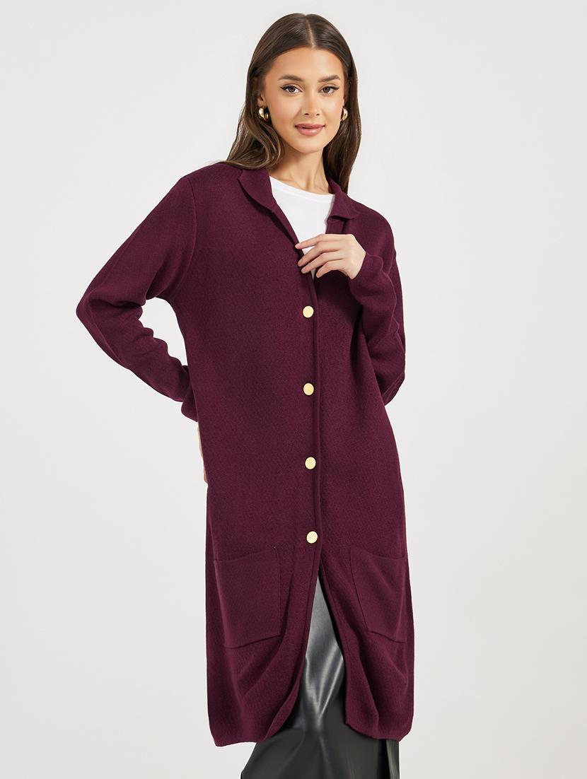 women solid long sleeves long cardigan - 21662661 - Zoom Image - 0