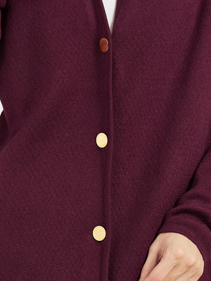 women solid long sleeves long cardigan - 21662661 - Standard Image - 4