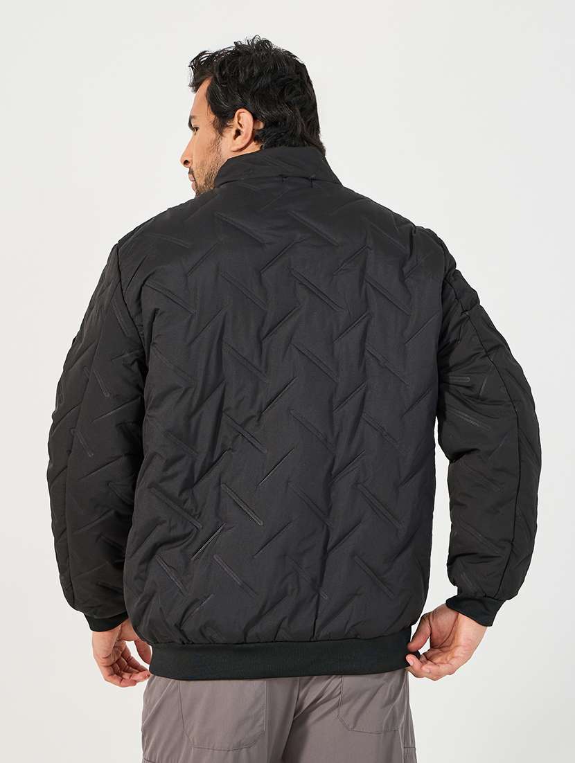 men black solid long sleeve quilted jacket - 21662687 -  Standard Image - 1