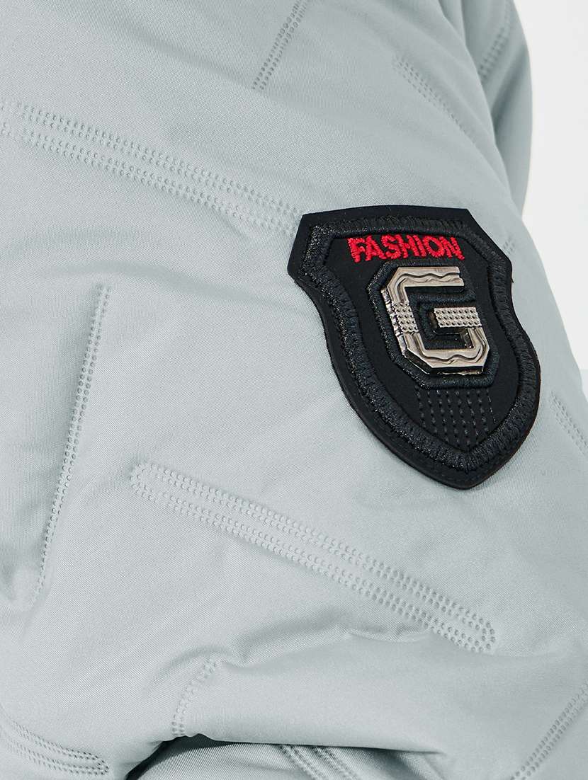 men grey solid long sleeve quilted jacket - 21662688 -  Standard Image - 4