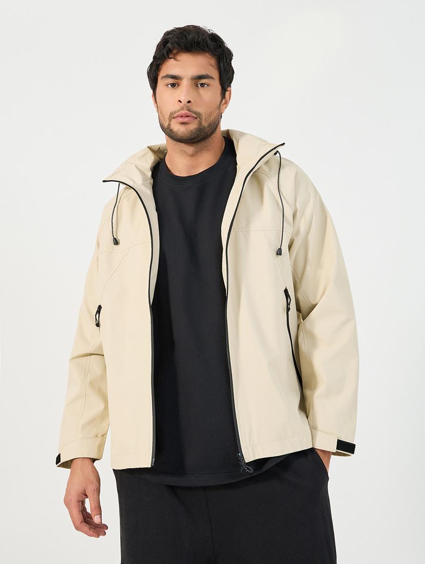 men cream solid long sleeve bomber jacket - 21662697 - Standard Image - 1