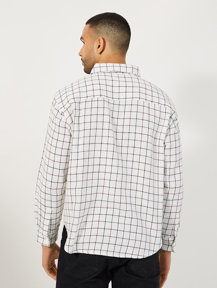 men long sleeve checkered casual shirt - 21662732 - Standard Image - 1