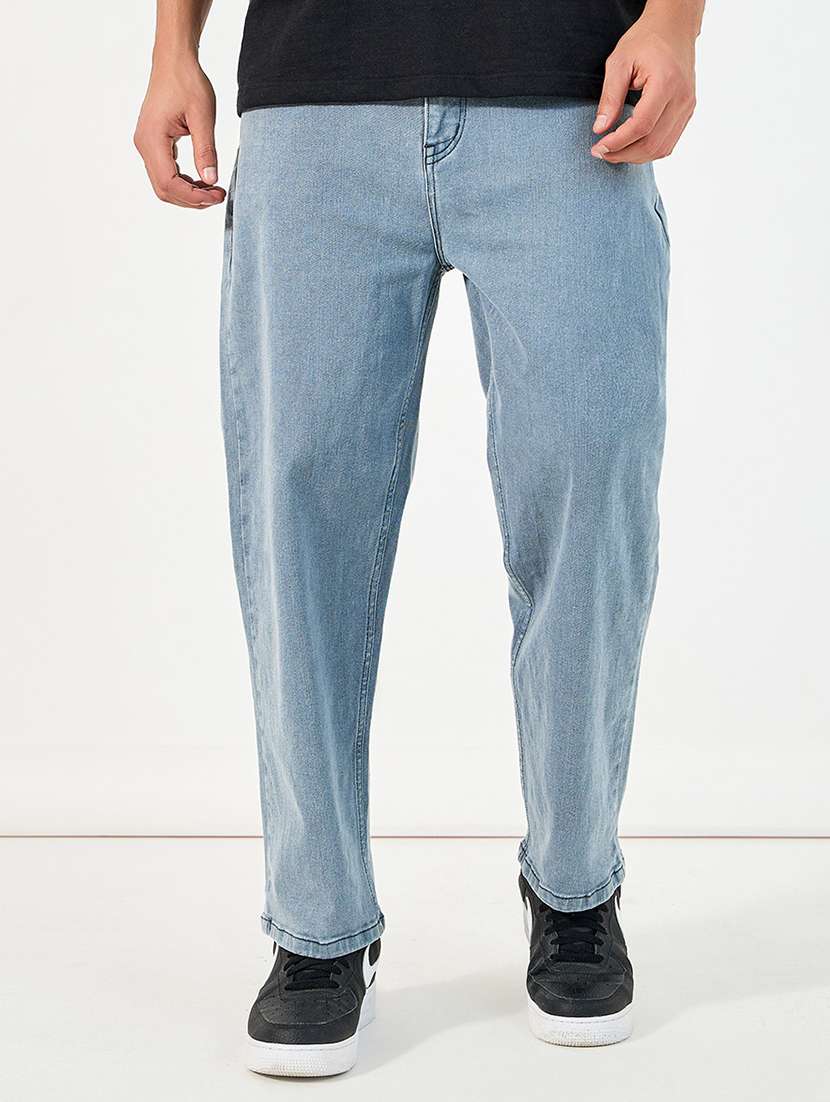 men light blue plain jeans