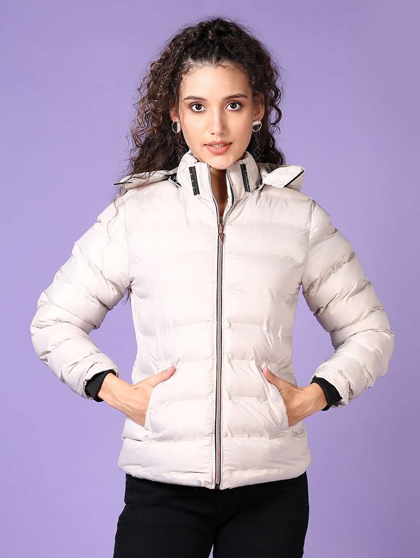 women long sleeves solid puffer jacket